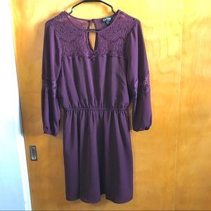 Burgundy Dress with Lace Detail